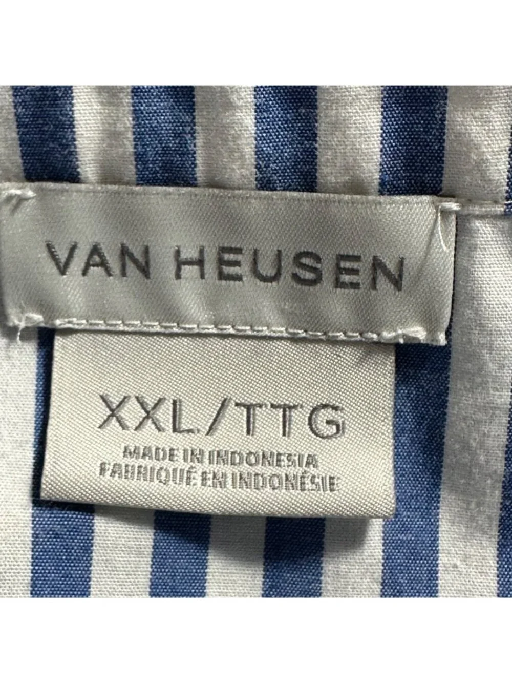 Van Heusen Womens Blue & White Striped Button Up Blouse Tie-Cuff Sleeves XXL - Picture 4 of 8